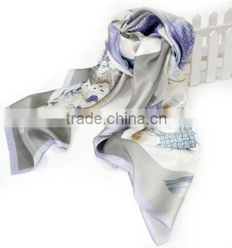 Printed Square Silk Scarf with national style