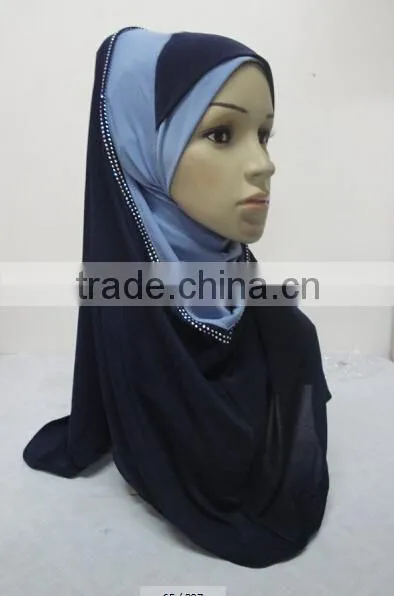 H287 new style two tone hoody shawl,fashion muslim hijab