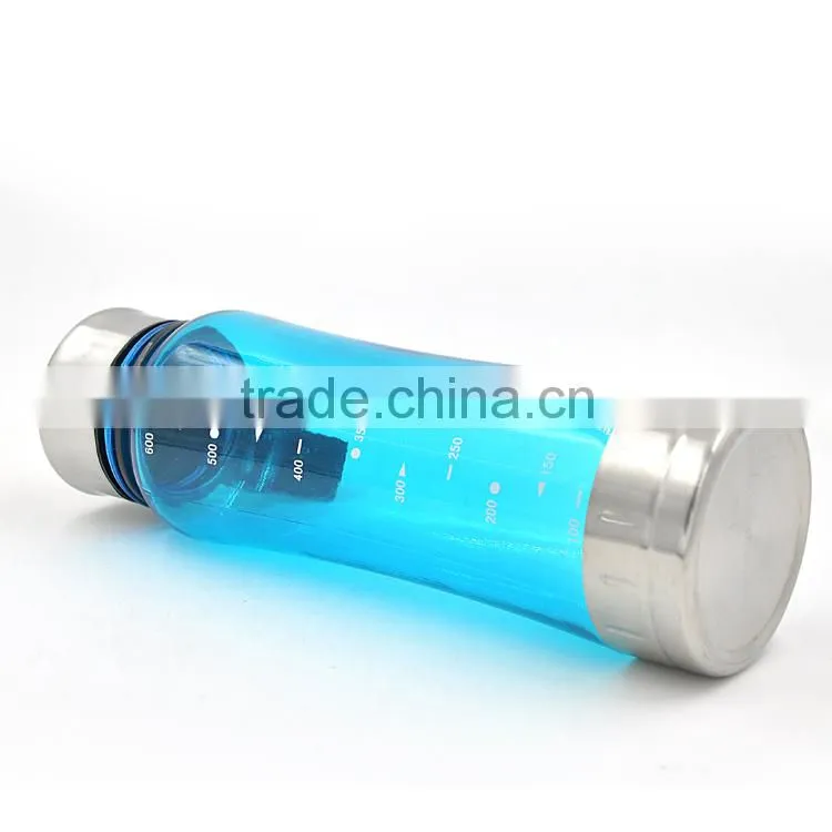 Blue Color BPA free 650ML Plastic Water Bottle with Metal Lid