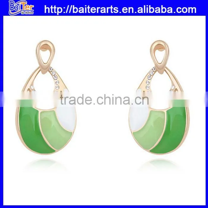 Gold plated alloy micro wave earrings,faked micro paved earrings for girls