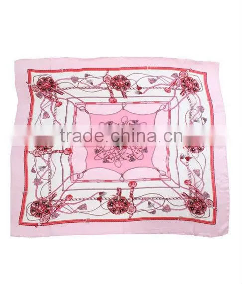 Fashion Printed Silk Square Foulard or Print Silk Scarf