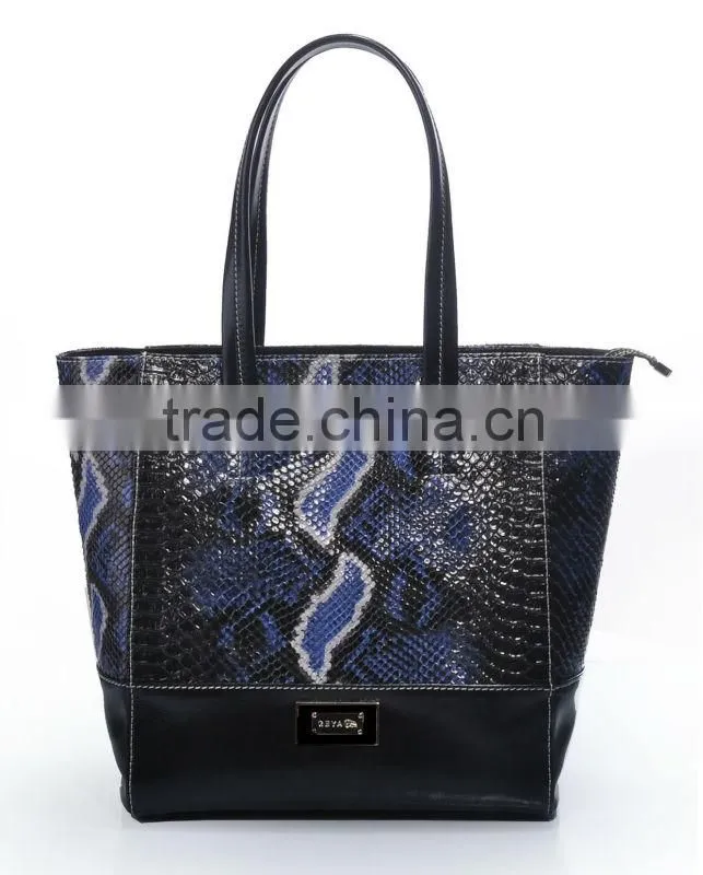High quality genuine leather handbag with snake