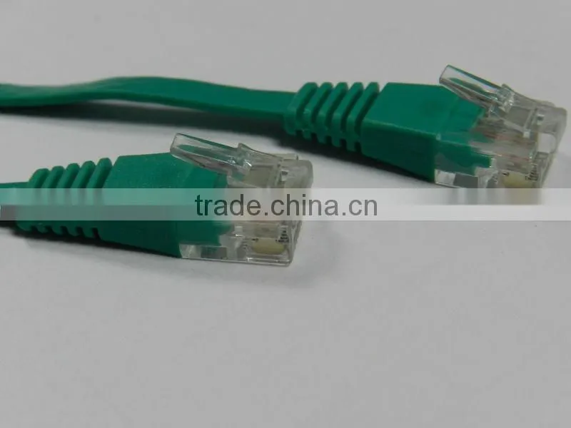 Green Color Flat Cable Cat6 UTP Lan Cable with RoHS Compliance