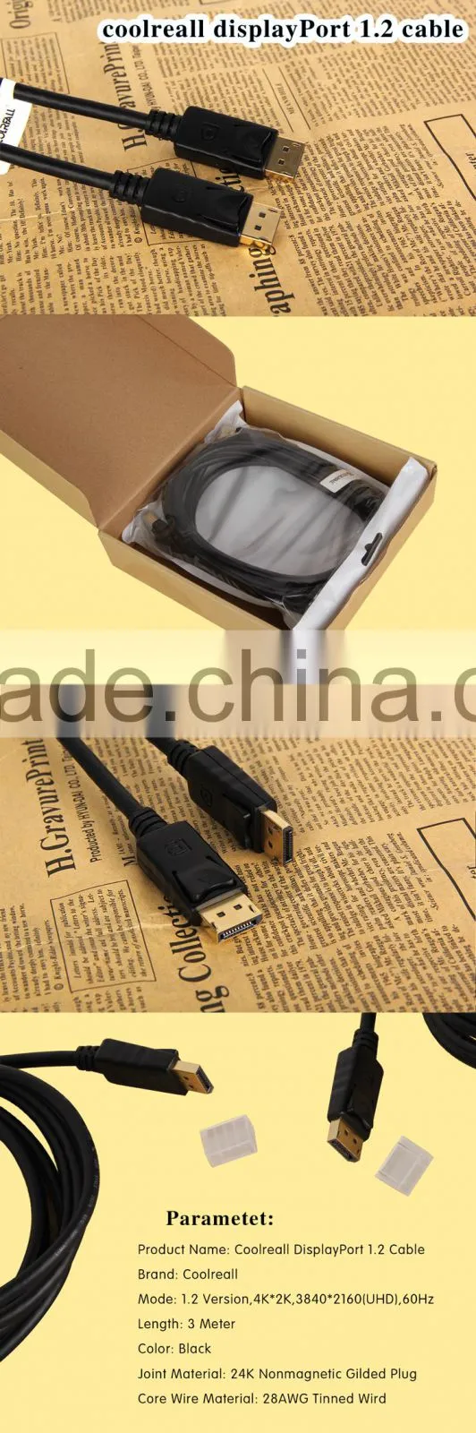 DisplayPort to DisplayPort Cable 1.2 Version Male to Male with Latch