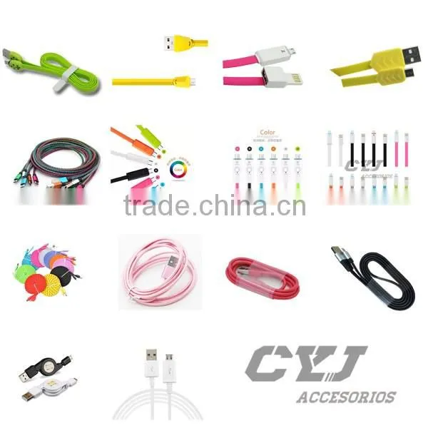 2 in 1 led light micro usb data cable for mobile phone