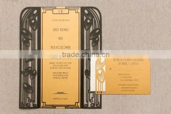 2016 newmengxing Art Deco Wedding Invitation, Laser Cut Art Deco Motif, Unique Wedding Invitation, Modern Invite