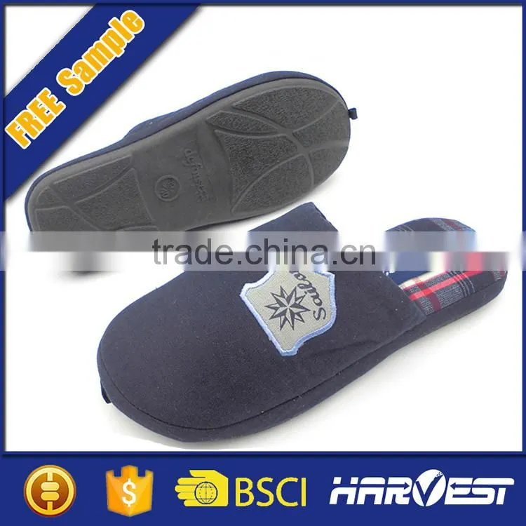 embroidered cotton fabric luxury indoor winter slippers, emboss cotton hotel slipper