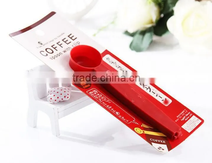 new design plastic coffee spoon with bag clip