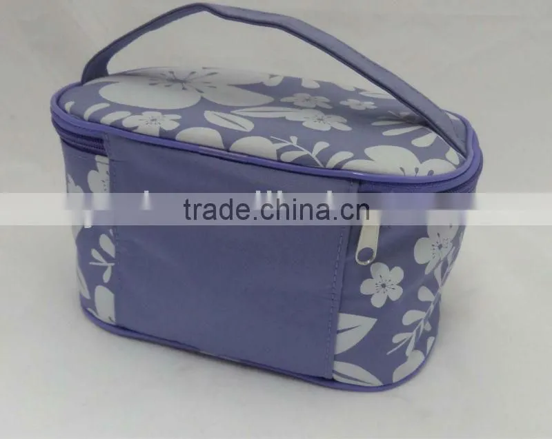 purple microfiber cosmetic case with printed flower style YCD-CS-03