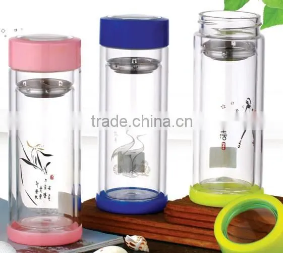 Crystal glass bottle with double wall high quality wholesale