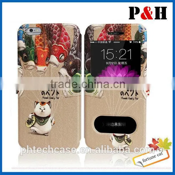 For iPhone 6 Leather Case, TOP Quality Printed Color PU Wallet Leather With Card Slot For iPhone 6 Case