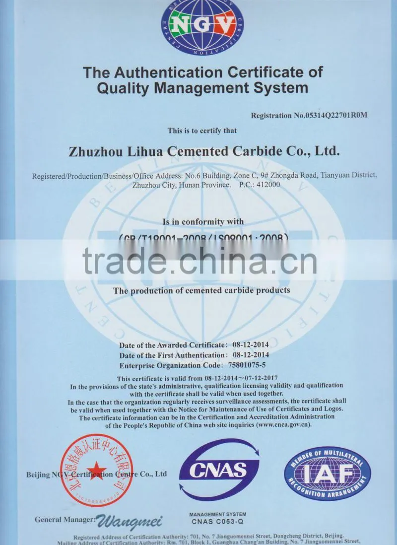zhuzhou tungsten carbide inserts for cnc machine