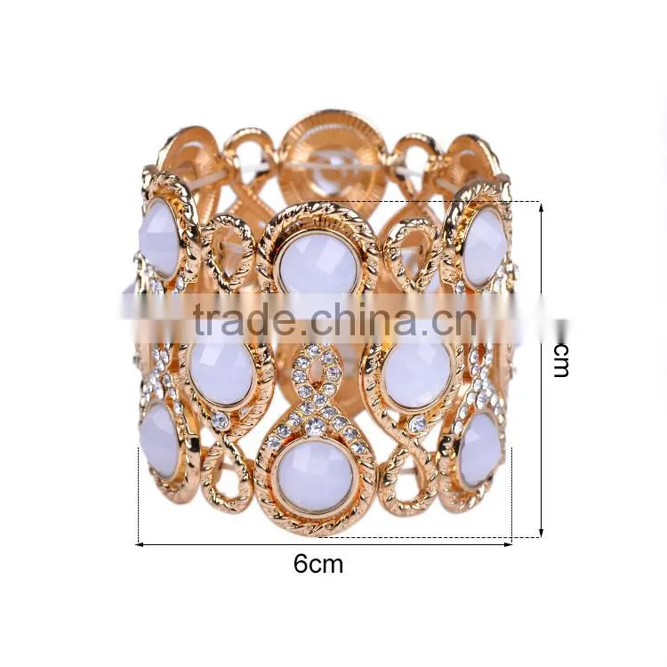 Hot sell wide adjustale alloy with resin stone bracelet