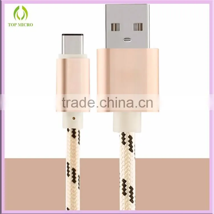 2016 Fashion Portable Fast Charging Nylon Cable Type-C to USB2.0 Data Line