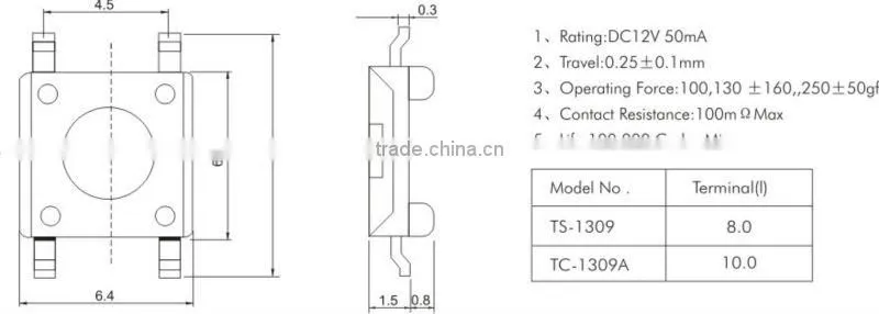 push button micro switch 12v TS-1309