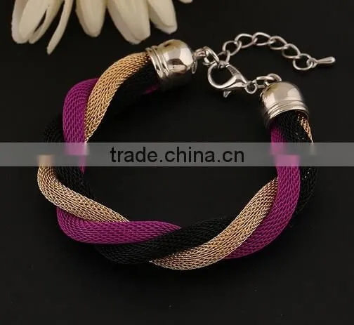 Gold Bangle Stainless Steel Twisted Cable Womens Bracelet Cuff Open End