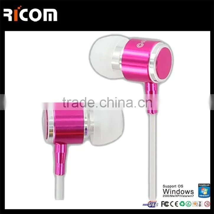 Metal 3.5mm flat cable earphones,Metal stereo flat cable earphone,Metal flat cord earphone-EO3007B--Shenzhen Ricom