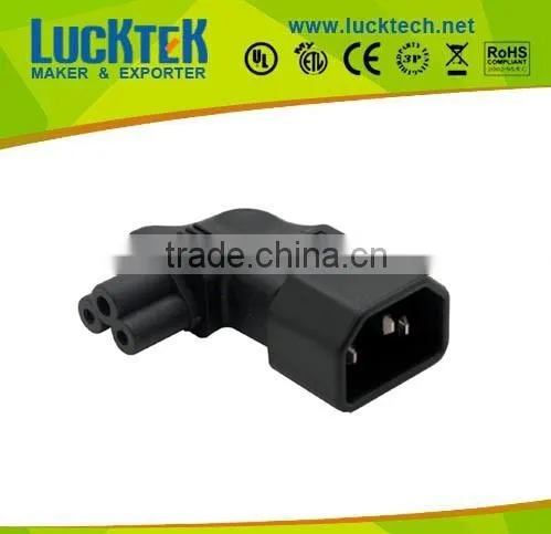 IEC 320 C14 male to C5 micky vertical left angle Power plug adapter