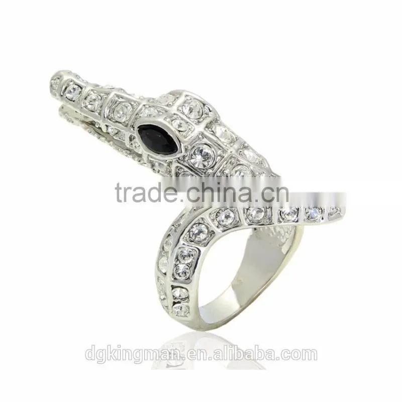 Fashion jewelry design Kingman snake shaped crystal rings