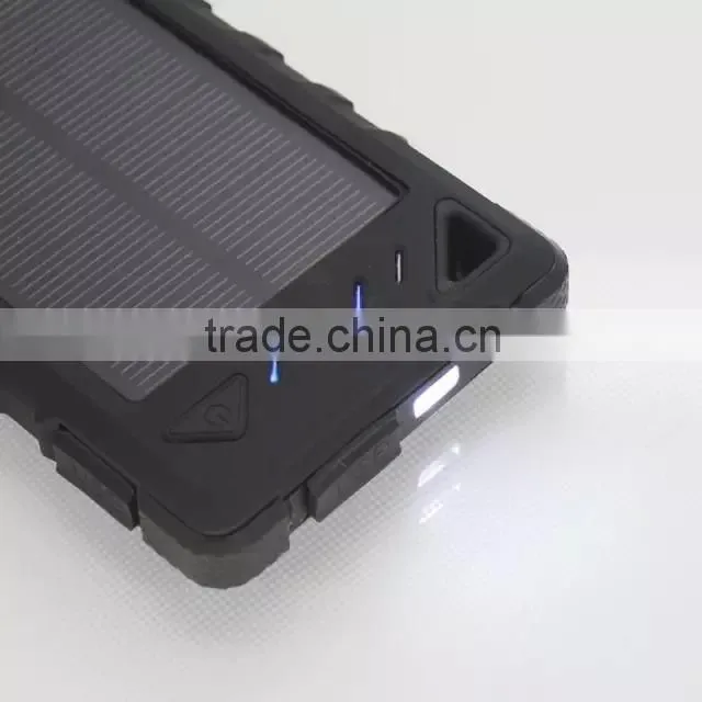 8000mAh Solar Charger External Backup Power Pack Waterproof Dustproof Solar Power Bank for Smartphones Ipad Tablet Pc