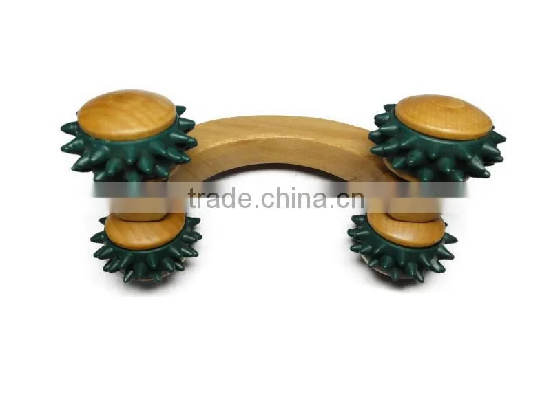 Wooden massager with piasyic knot
