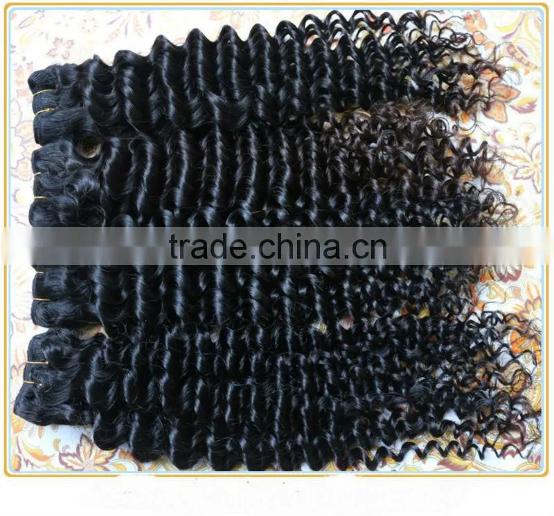 wholesale fashion deep wave unprocessed 100% cheap virgin indian human hair extensions/weft/weaving