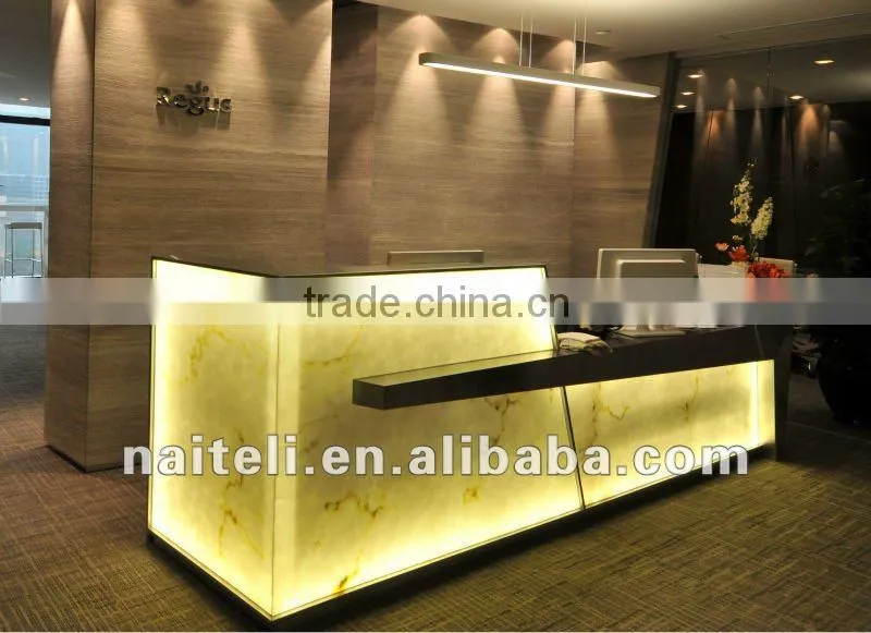 Office Reception Desk Translucent Backlit Diamond Counter