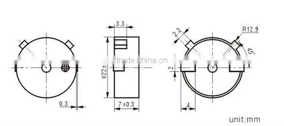 SMT2207 22mm 12V SMD Piezoelectric Buzzer Piezo Transducer(FBELE) ROHS APPROVED