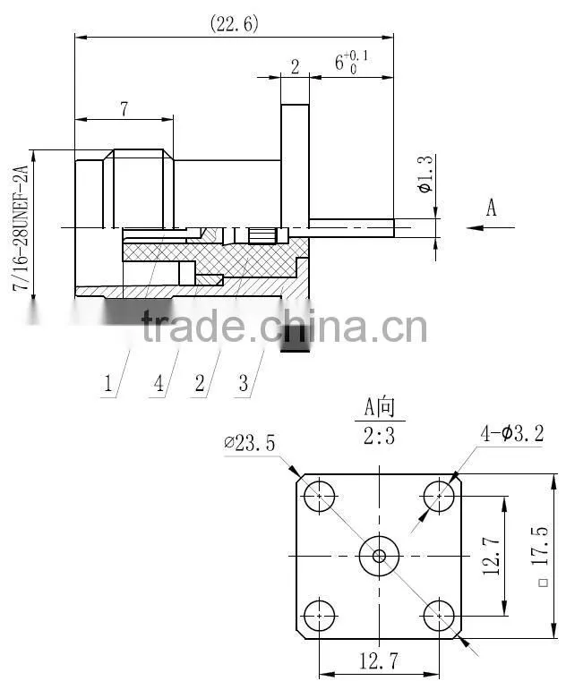 RF Coaxial TNC female flange type connector