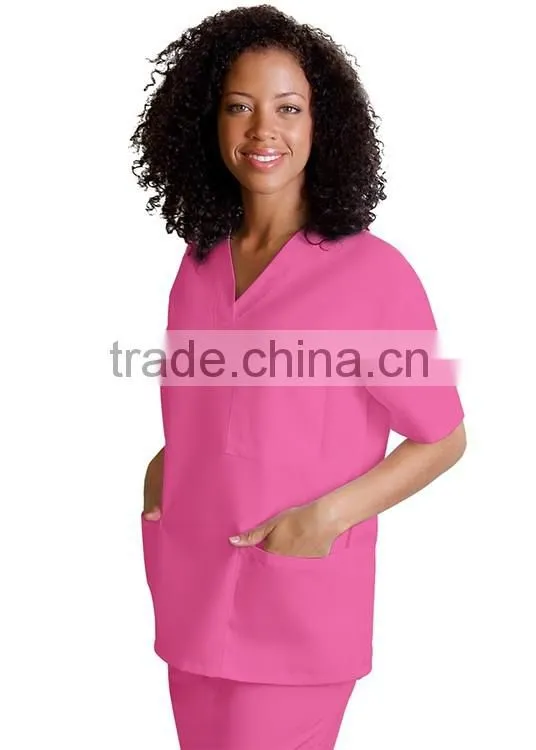 Solid Fashion Scrub Tops For Women/Medical Scrub Top Nurse/V neck female scrub Cotton/Polyester tops