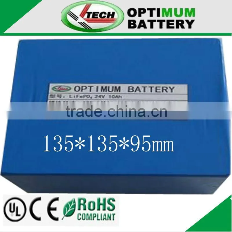 CE/UL approved lifepo4 24v 10ah battery for electric bicycle