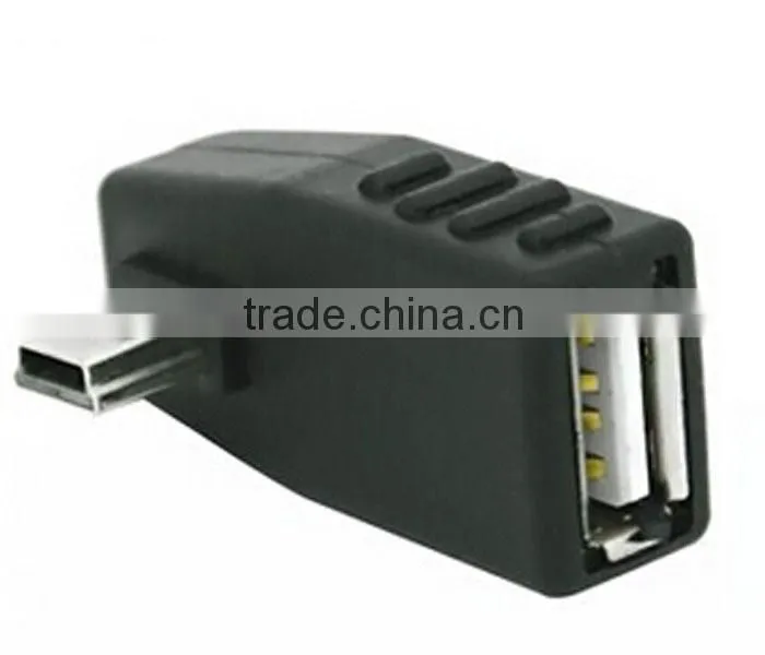 USB Type A Female to Mini USB Type B Male OTG 90 Degree Down Angle Adapter
