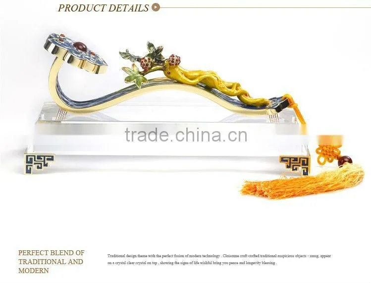 RORO Chinese Traditional Wishful Life Ruyi ginseng enamel crystal decorative article for home decoration