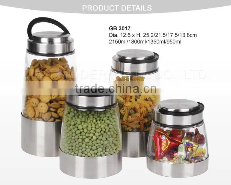 various size for choice stainless steel coated glass jar fot storage