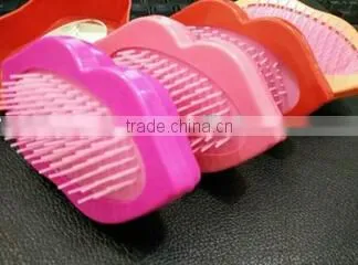New Style Professional Lip Shape Customized Head Massage Styling Care Easy Carry Hair Comb With Mirrow