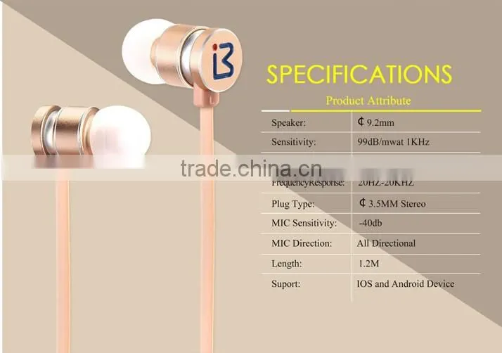 Benwis EPM200 earphone in-ear metal with mic and remote earphone