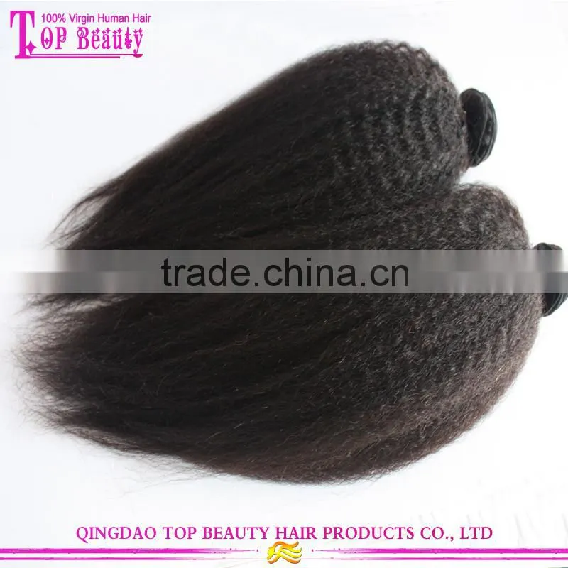 Unprocessed kinky straight yaki hair weave 100% virgin mongolian kinky straight hair