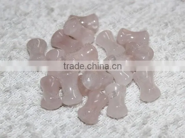 Hot sale natural rose quartz ear piercing jewelry,double flare ear plugs