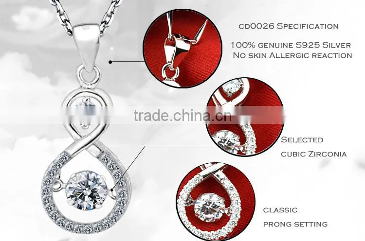 Hot sell cubic zirconia pendant, silver jewelry online Wholesale Made in China