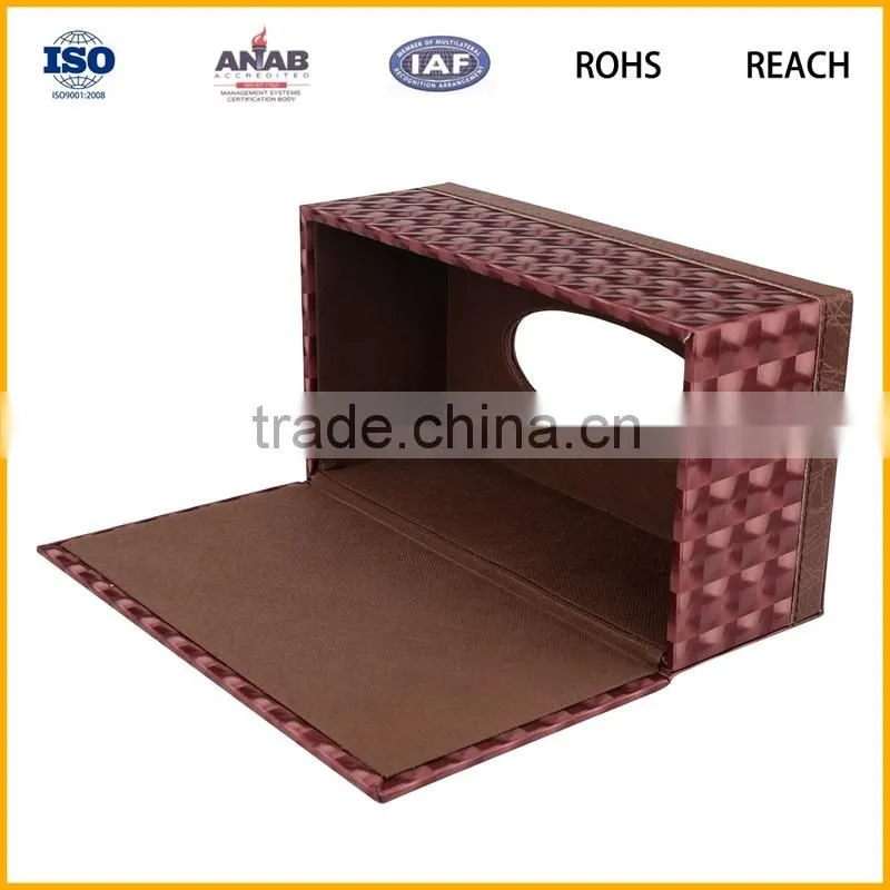 Customized middle size pu leather tissue box for houseware