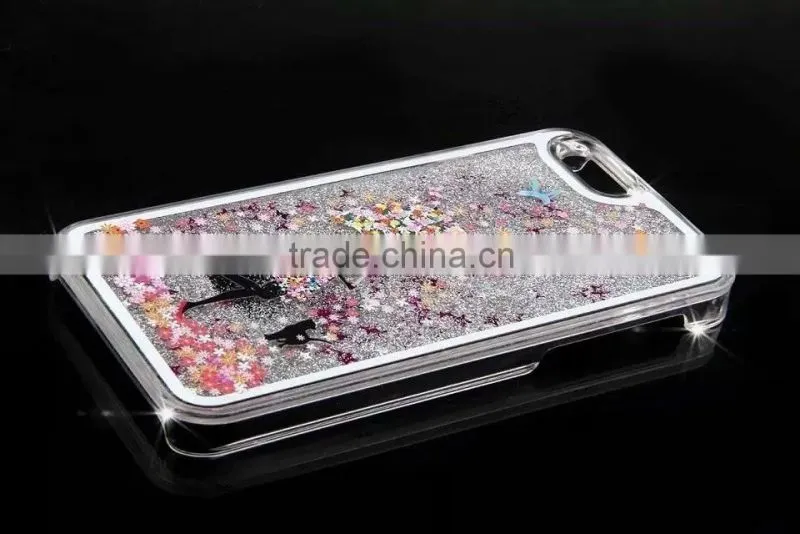 2016 new arrive beautiful pattern Mobile phone moving glitter flash light case for iphone