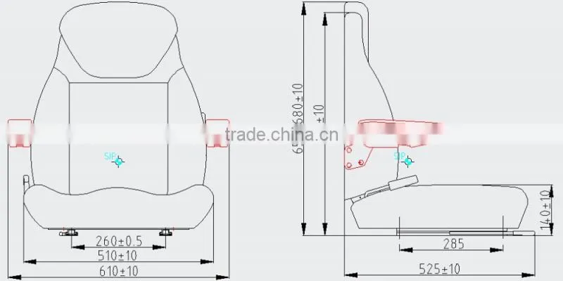 China Universal hyster Forklift Seat with Adjustable Backrest