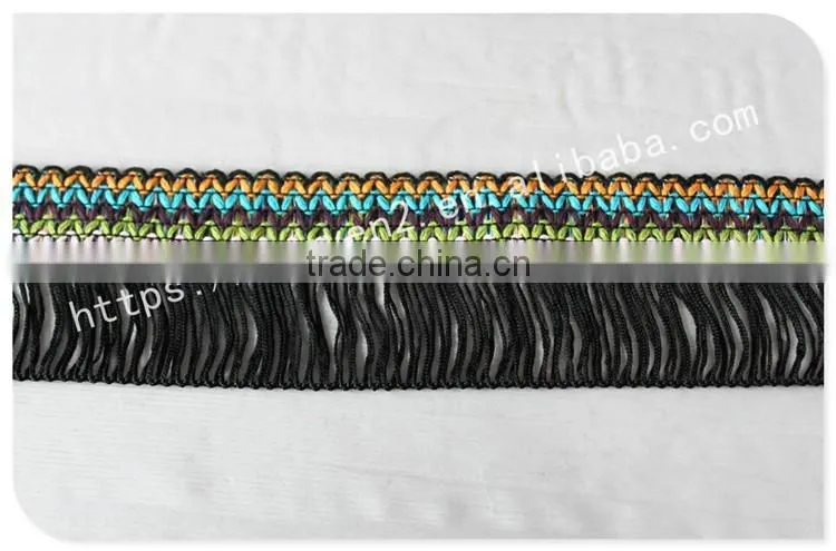 Hot selling 6.5cm width polyester ethnic chainette fringe for garment/bags