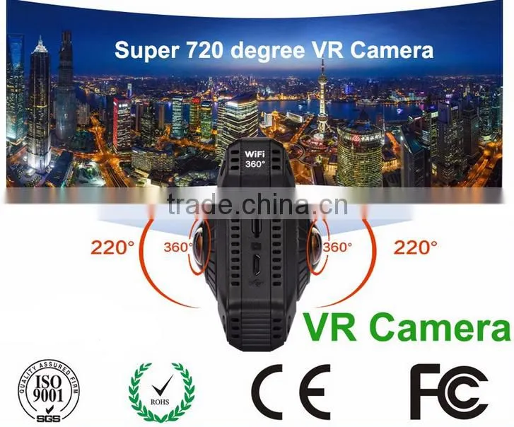 Wifi Dual lens fisheye sport camera 360 720 degree panoramic 1080p panoramic Camera