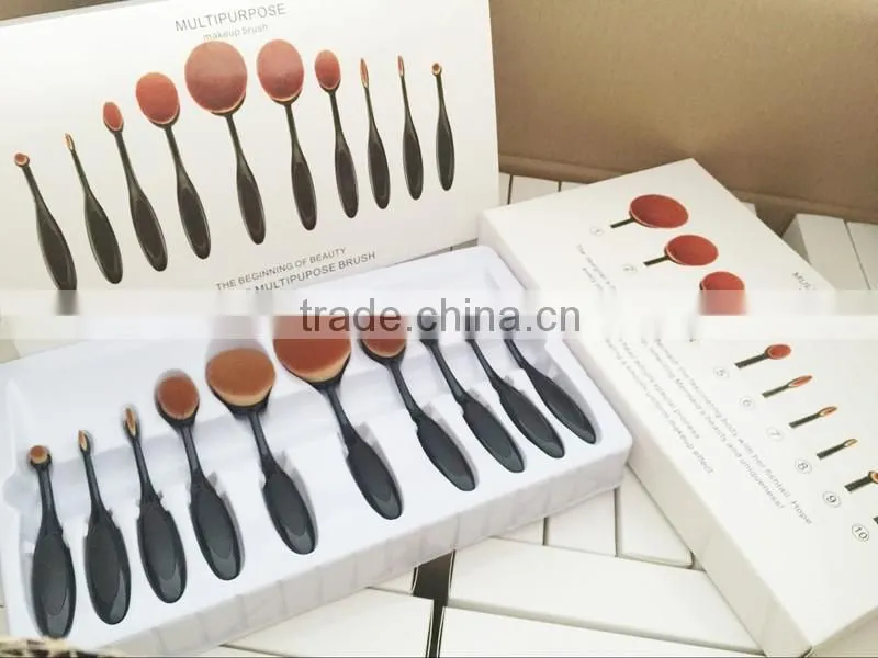 10x Foundation 2016 Brushes Toothbrush Shaped Cream Puff Black Oval Makeup Brush