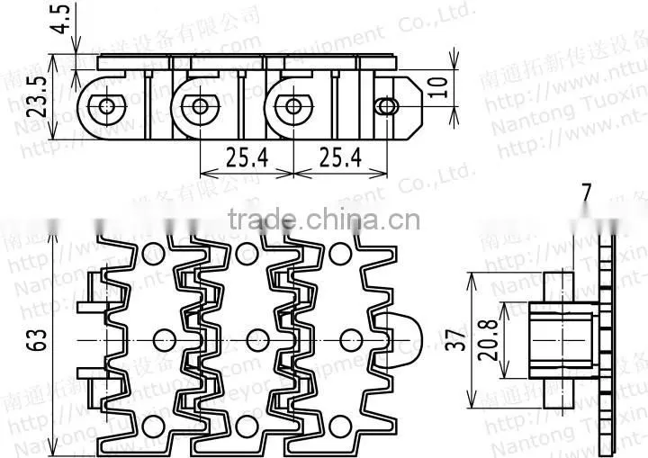 7000S Steel Top Fingered Flexible Conveyor Chains