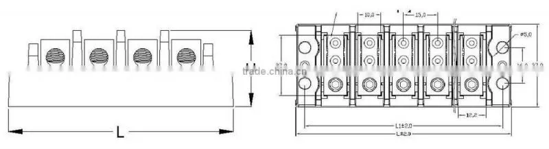 TGP-XXX-A Series 2~12 Pole Electrical Power Distribution Terminal Block
