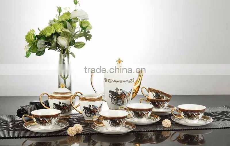Figure painting luxury bone porcelain tea set