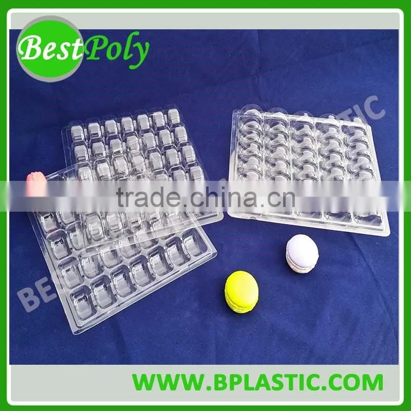 0.55mm clear PET clamshell macaron packaging for christmas