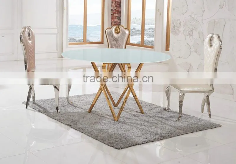 TH403 Cheap Round Stainless Steel Rose Gold Breakfast Table and Chairs